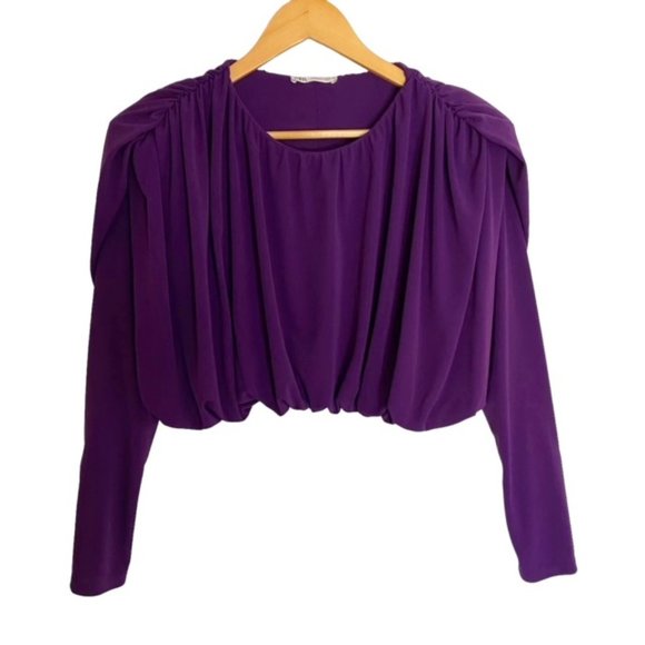 Zara Tops - ZARA PURPLE FLUID SHOULDER PAD TOP SIZE LARGE